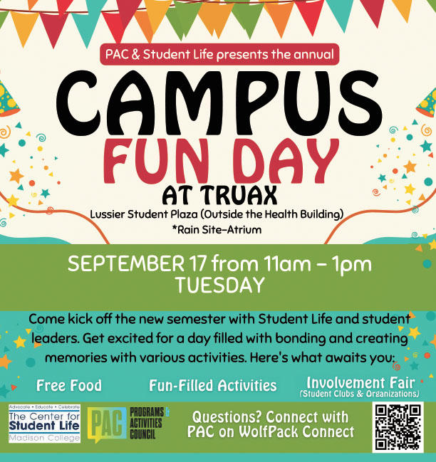 Campus Fun Day at the Truax Campus will be on Tuesday, Sept. 17, from 11 a.m. to 1 p.m.