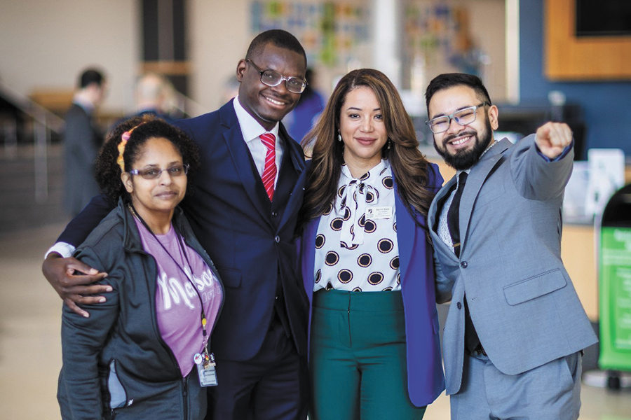 Pictured, from left, are Wisconsin Technical College Ambassador and Portage Regional Student Senator Annette B. Crowder, former Student Senate President Jovhany Michaud, Madison College Vice President of College Culture and Climate Dr. Damira Grady and current Student Senate and Wisconsin Student Government President Kai Brito.