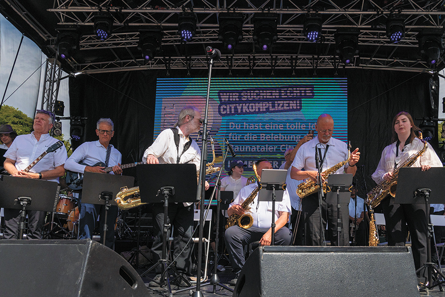 The Madison College Big Band performs at the Baunatal Town Festival on July 6, the group’s final performance during its trip to Germany this past summer.