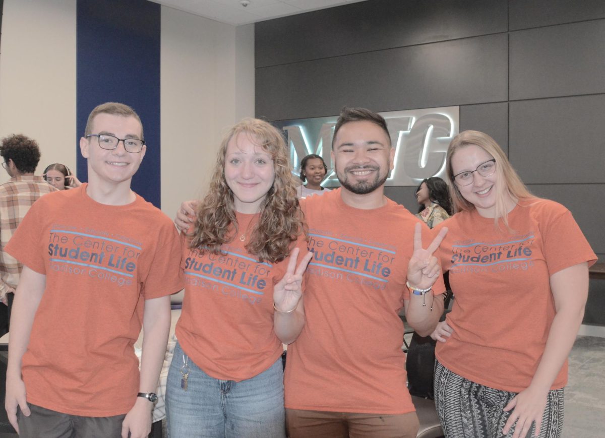 Jonah Gulisano, Lina DeMarte, Senate President Kai Brito and Student Advisor Scarlet Martino. 
