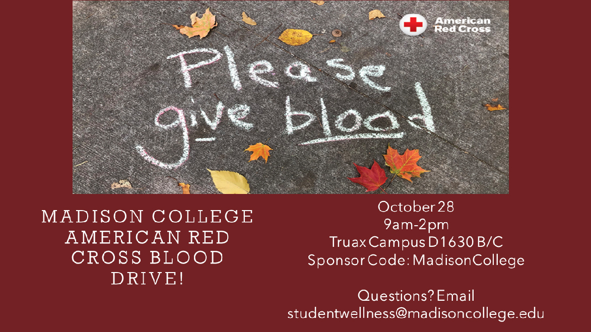 Madison College Blood Drive on Oct. 28