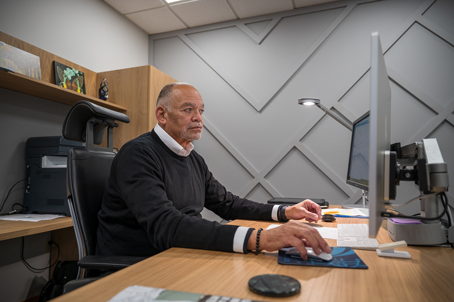 Madison College President Dr. Jack Daniels, III, shown in his office, is retiring after 11 years at the college.