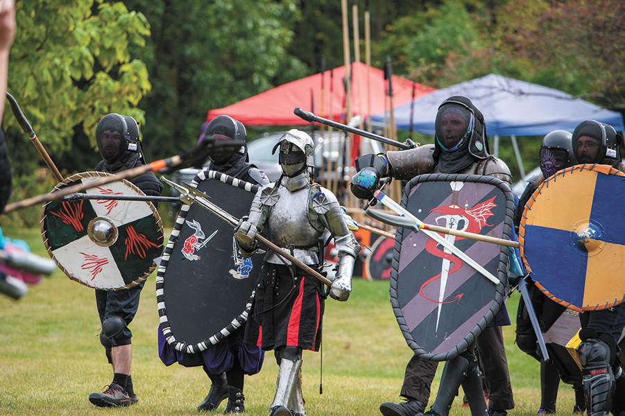 Participants line up for a re-enactment event organized by The Woodlands in the fall. A historical fencing club is being organized at Madison College by Joan Keizer. Photo by Jack Liska-Verdu.