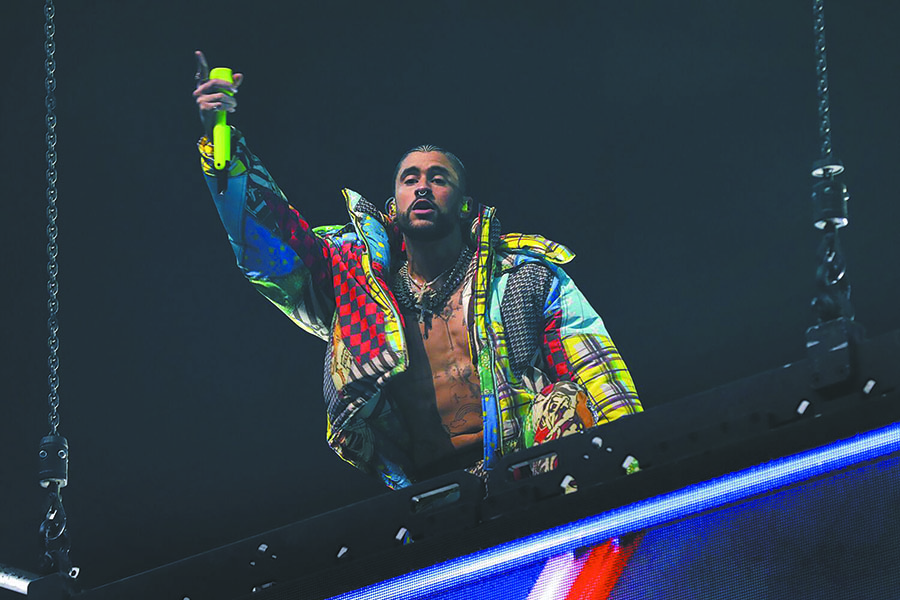 Bad Bunny performs during the Coachella Valley Music and Arts Festival in Indio, California, on April 14, 2023. (Christina House/Los Angeles Times/TNS)