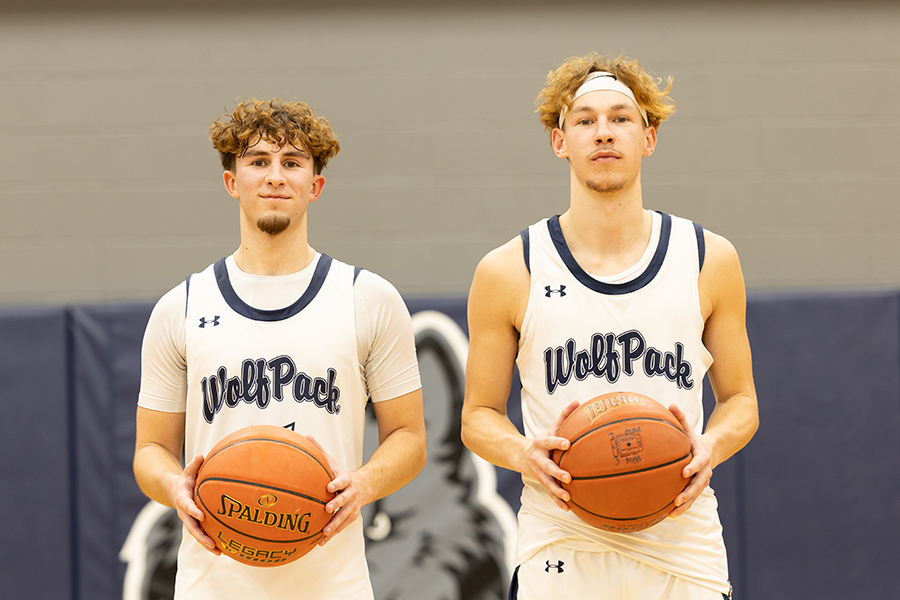 Brothers Ceegan Rauls, left, and Cullen Rauls have spent the past season sharing the court for the Madison College’s men’s basketball team.